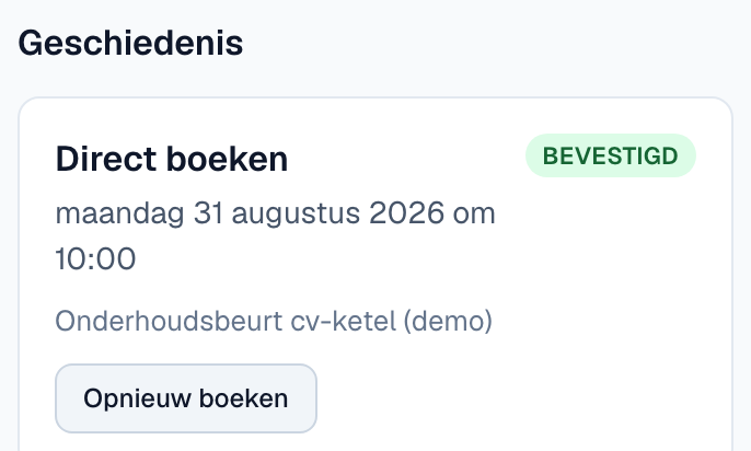 een afspraak in de geschiedenis met de knop Opnieuw boeken