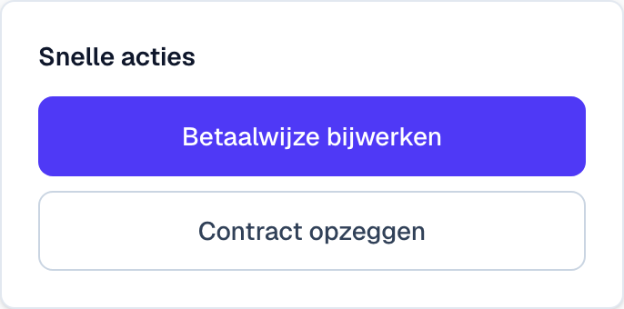 de snelle acties op de contractpagina met de knop Contract opzeggen