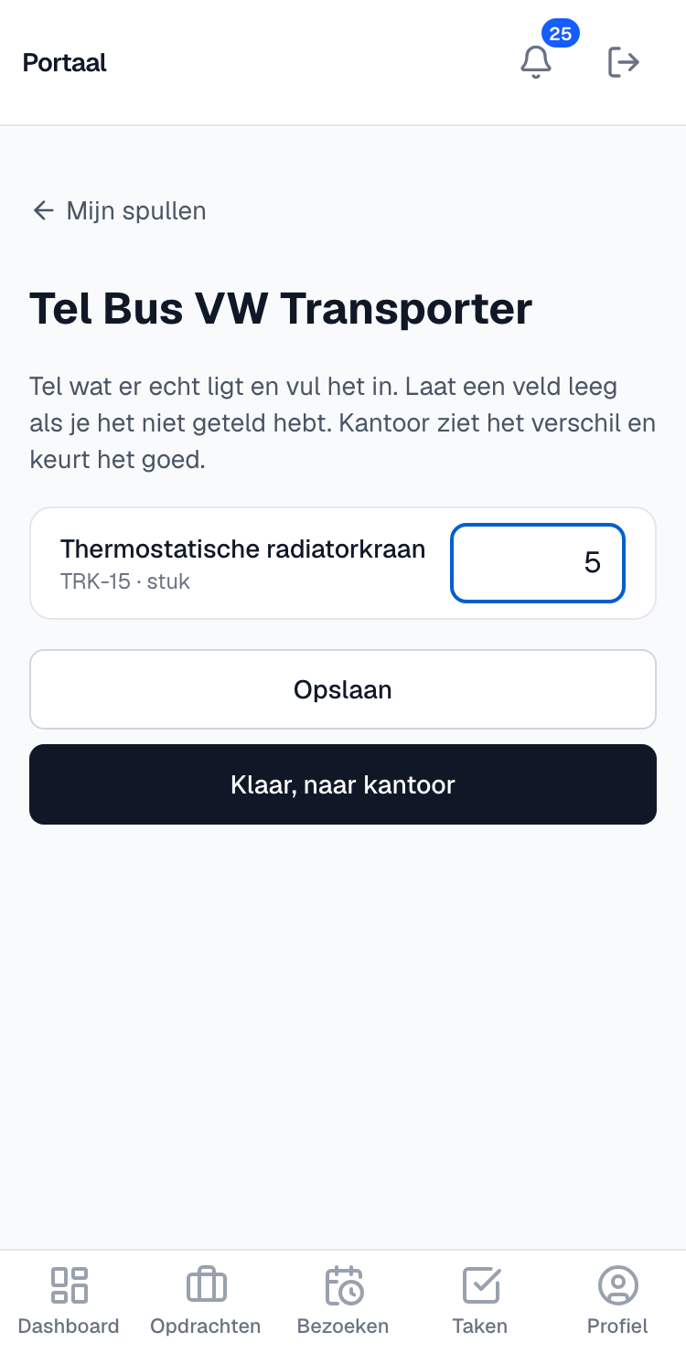 Een telling van de bus op de telefoon met een aantal ingevuld
