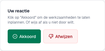de reactieknoppen Akkoord en Afwijzen
