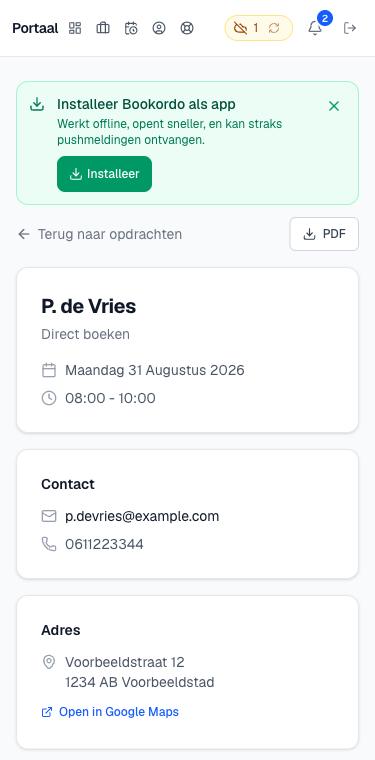 de oranje offline-indicator in de menubalk met een aantal wachtende acties en de knop Probeer nu