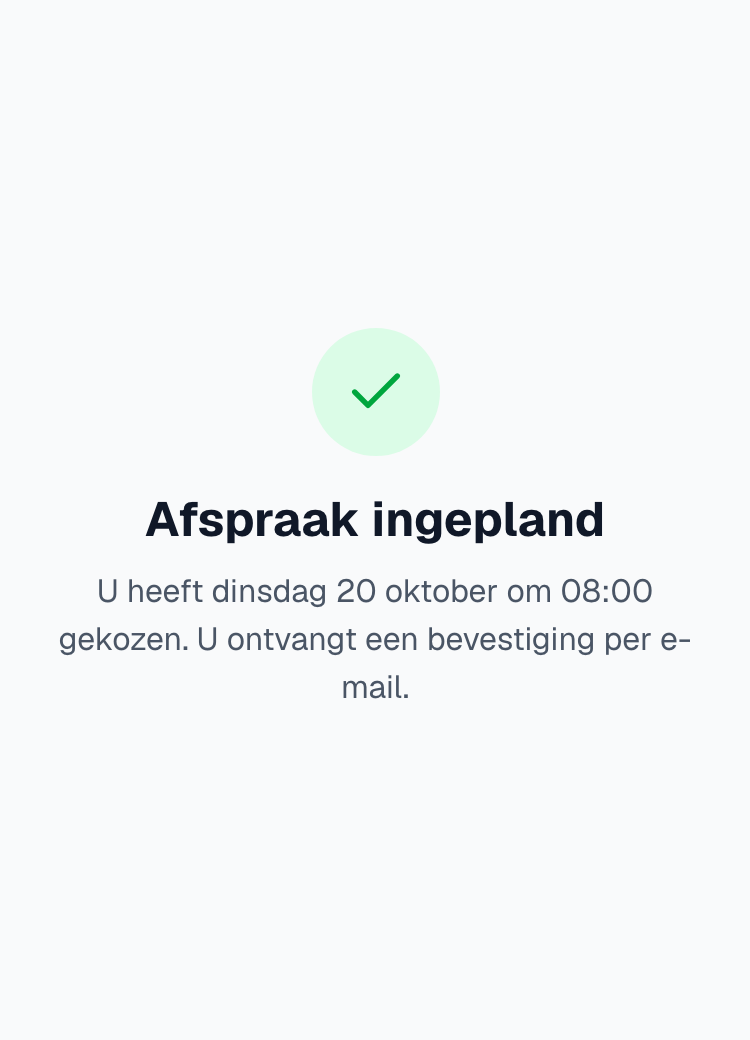 de bevestiging na het kiezen van een moment