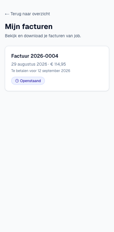 het overzicht Mijn facturen met statusbadges