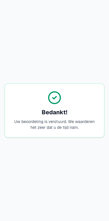 het bedankscherm na het versturen