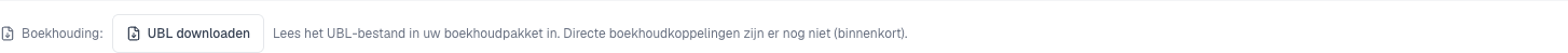 de rij Boekhouding met de knop UBL downloaden op het factuurdetail
